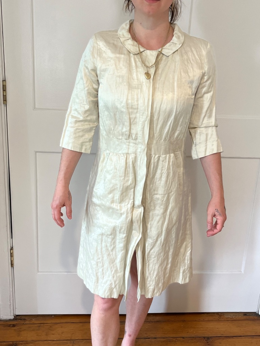 Eileen Fisher crushed silk tunic in ivory - Picture 2 of 4